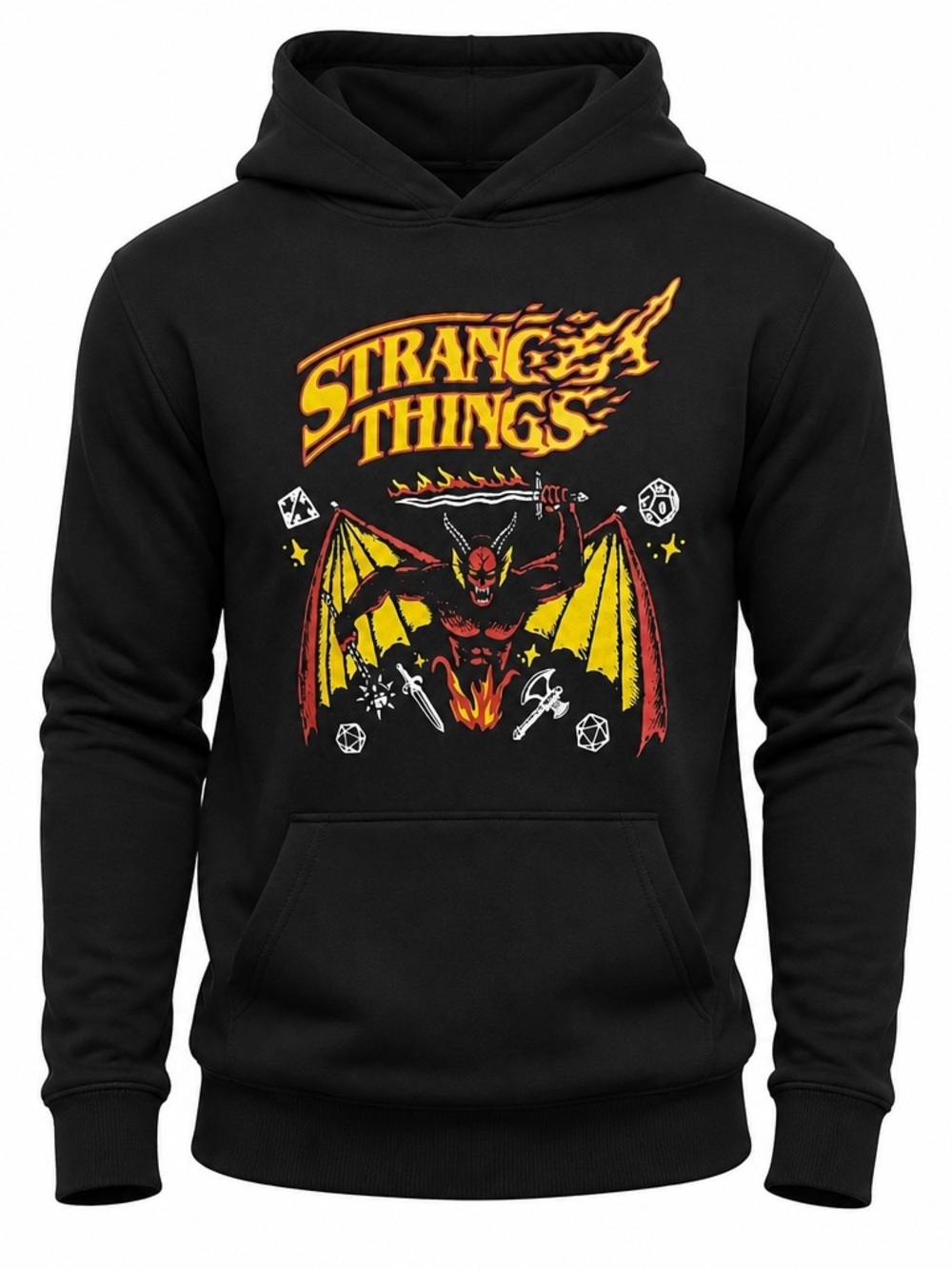 Black Strange Things Graphic Pullover Hoodie